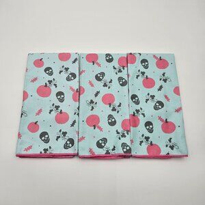 NWOT Skull & Pumpkin Print Microfiber Kitchen Towels Set Of 3 Halloween Decor